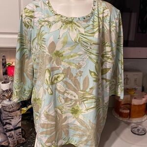 C womens Coral Bay casual 3/4 sleeve stretch plus size top 2X